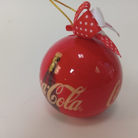 Vintage 1993 Coca Cola Christmas Ball Ornament With Red & White Bows - Picture 7 of 12